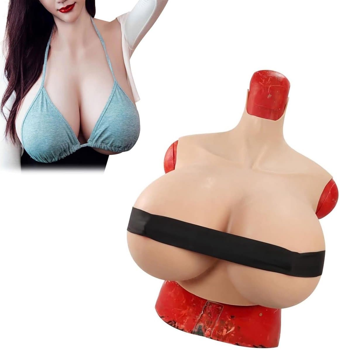 Realistische Siliconen Borstplaat Hoge Kraag Nep Borsten Z Cup voor Crossdressers — afbeelding 1