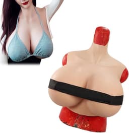 Realistische Siliconen Borstplaat Hoge Kraag Nep Borsten Z Cup voor Crossdressers — thumbnail 1