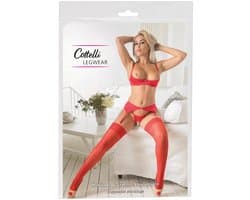 Cottelli Collection – Jarretel Kousen met Spannend Uiterlijk en Fijne Pasvorm voor Pure Verleiding – Maat XL - Rood