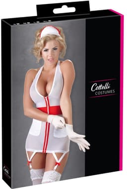 Cottelli Collection – Sexy Zuster Outfit met Realistische Kenmerken Inclusief Hoofdband en Verstelbare Bandjes – Maat M – Wit — thumbnail 5
