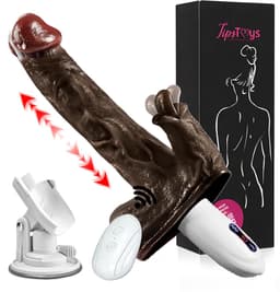 TipsToys® 5-in-1 Multifunctionele Dildo - Vibrator met Afstandsbediening Likkend, Verwarmend, Vibrerend, Thrusting en Handsfree - Bruin — thumbnail 1