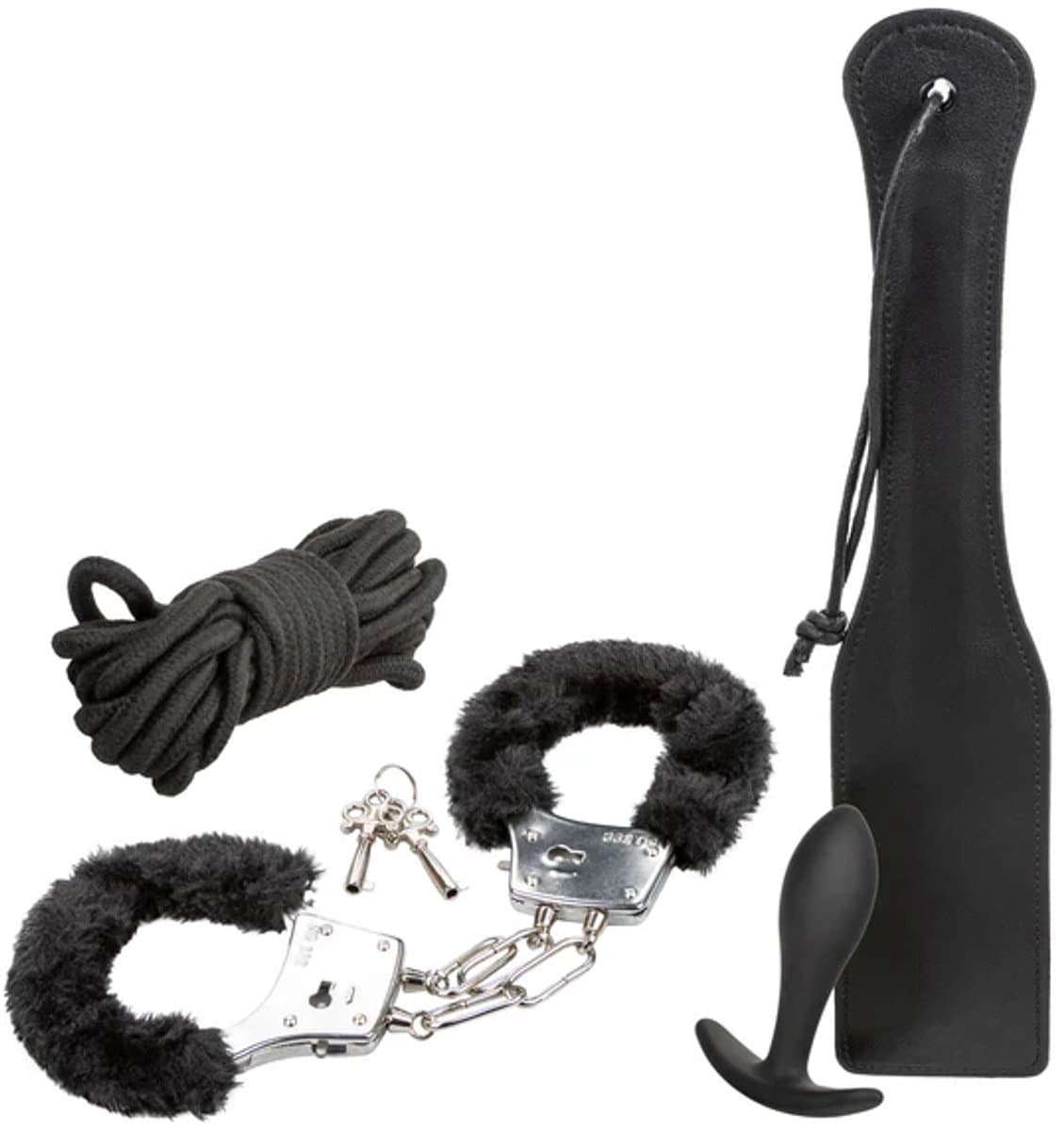 Sensationsdeluxe - BDSM Pleasure Kits - Bondage - Hand boeien - Spatel - Touw - Buttplug — afbeelding 1
