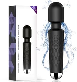 Professionele Wand Massager - 20cm - Krachtige Vibrator voor Lichaam & Ontspanning - 20 Patronen & 8 Snelheden - Medische Siliconen - Waterproof - USB Oplaadbaar - Zwart — thumbnail 1