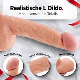 Rosebay Realistische Dildo 26 cm - Zachte Siliconen Dildo met Zuignap & Balzak - Dildo voor Mannen en Vrouwen - Wit — thumbnail 3