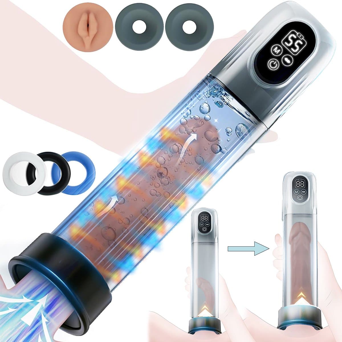 Vitdipy - Penispomp Elektrisch - Met Cockring - 5 Zuigstanden - 6 Trainingsmodi - Penis Extender - Oplaadbaar - Waterdichte — afbeelding 1