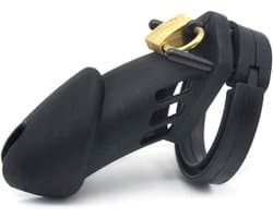 Grote Siliconen Kuisheidskooi - Penis Kooi Siliconen Zwart - Chastity 9 Cm lang