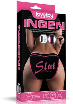 LoveToy - Slut - Bedrukt Vibrerend Sexy Slipje - Zwart — thumbnail 3