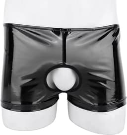 PU Leer boxershort heren - Open kruis en billen - Porno onderbroek - Latex look — thumbnail 1