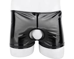 PU Leer boxershort heren - Open kruis en billen - Porno onderbroek - Latex look