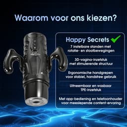 Pocket pussy met 7 stoot- & rotatiestanden en appbediening – Sex toys voor mannen zelf aftrekken – Nep vagina – Nep kut – Masturbator voor man automatisch – Blowjob simulator – Happy Secrets — thumbnail 6