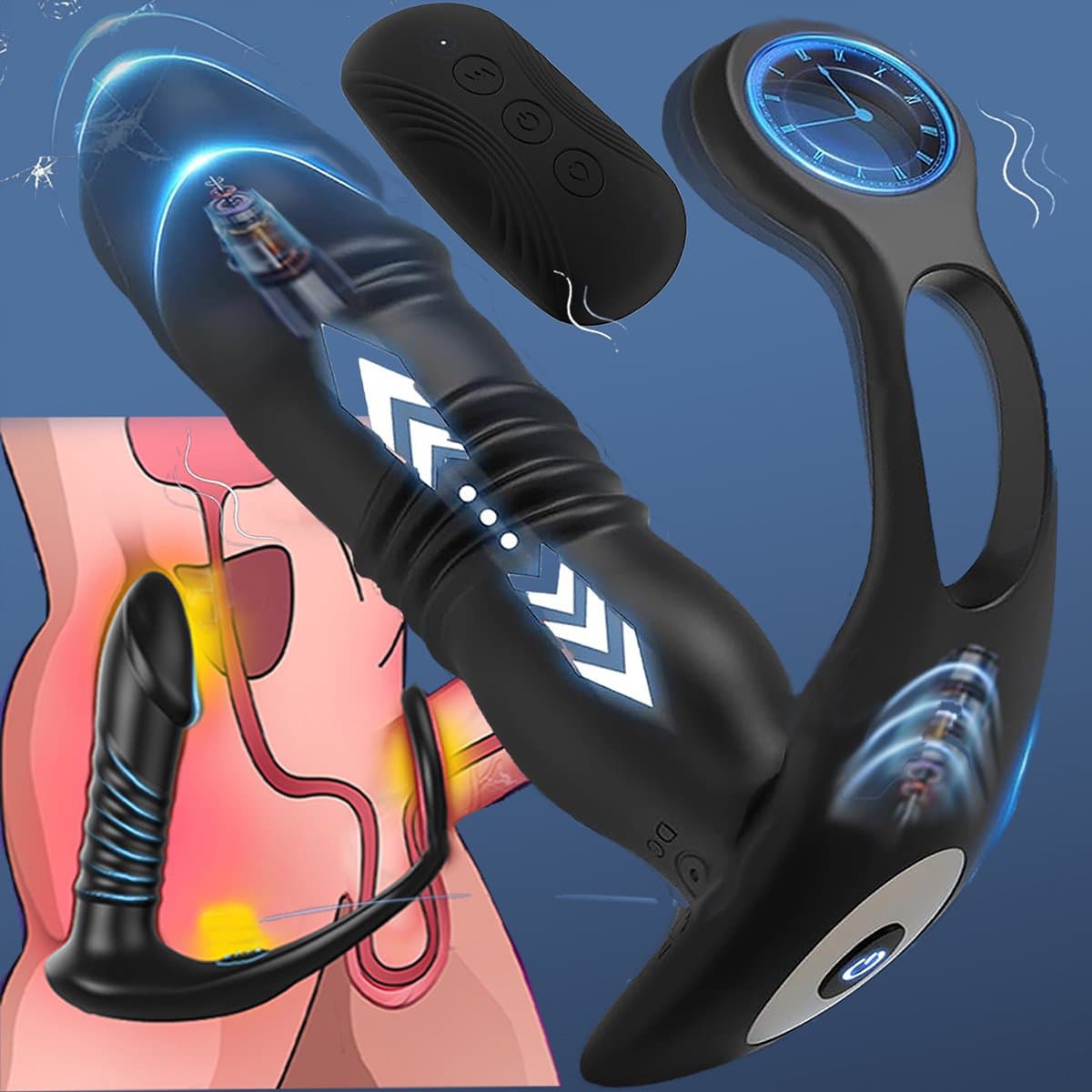 Vitdipy - Prostaat Stimulator voor Mannen - Met Penisringen - 10 Vibratie Standen - Afstandsbediening - Anaal Vibrator - Zwart — afbeelding 1