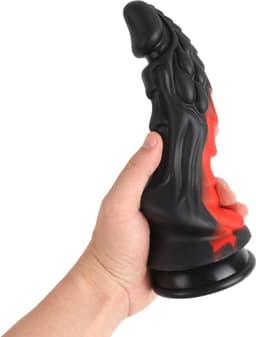 Banoch | Fantasy Dragon Dildo | Rood/Zwart – Siliconen Dildo met Zuignap | Gedetailleerde Textuur | Flexibel & Stevig | Monster creature — thumbnail 2