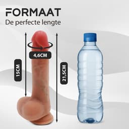 Aii 3D Realistische Dildo met Zuignap + Opbergtas - 21,5 cm - Dildo's - Sex Toys voor Vrouwen en Mannen - Dildo Mannen Anaal - Beige — thumbnail 3