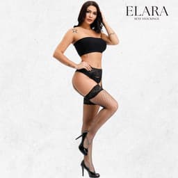 Elara Celestia – Sexy Jarretel Gordel met Kousen – 2-Delige Lingerieset – Verleidelijke Netkousen met Kant – S t/m XL – Dames Lingerie — thumbnail 4