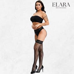 Elara Marena – Sexy Jarretel Gordel met Kousen – 2-Delige Lingerieset – Verleidelijke Netkousen met Kant – S t/m XL – Dames Lingerie — thumbnail 5