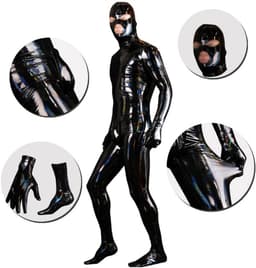 Dames Leren Catsuit met Rits en Glanzende Look — thumbnail 5