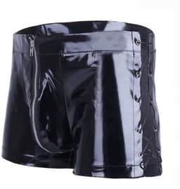 PU Lederen porno korte broek - Boxershort - Open kruis - Latex look - Glanzend — thumbnail 3