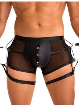 Leren boxershort met boeien - fetisj - sexy - kinky - Maat XL — thumbnail 1
