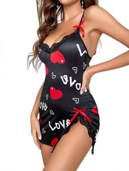 Sexy nachtjurk - Love - V-split - Erotisch hemd - Decolleté - Mini jurkje — thumbnail 1