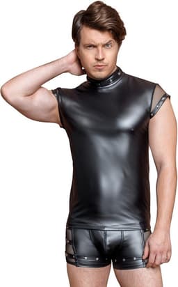 Matte Wetlook Shirt met Netstof Elementen — thumbnail 2