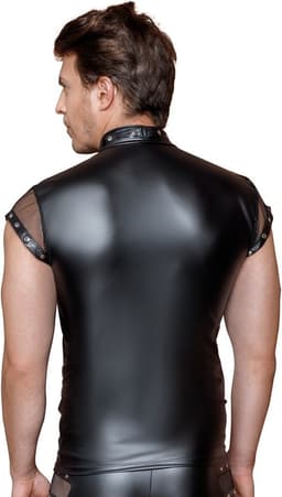 Matte Wetlook Shirt met Netstof Elementen — thumbnail 4