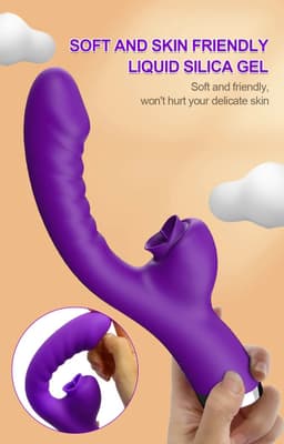 paarse Dubbele Penetratie Vibrator - Luchtdruk Vibrator - Clitoris & G Spot stimulator - Krachtig - Vibrators - Vibrators voor vrouwen - Sex toys voor koppels - Vibrator - Discreet Bezorgde -Licking Sucking - sex speeltjes — thumbnail 2