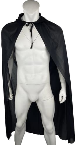 Doorschijnende Cape met capuchon - BDSM - Erotisch - SM Meester - Heren Lingerie - Rollenspel Outfit - Clubwear - Transparant - Vampier - Tovenaar - Halloween — thumbnail 1