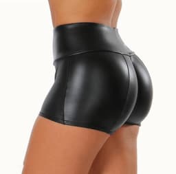 Strakke lederen push-up short vrouwen - Sexy BDSM broekje - Erotische kleding voor haar - Ronde billen - Leer - Nachtclub - Mini short - Rollenspel — thumbnail 1