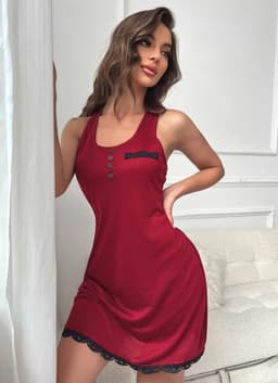 Erotische nachtkleding - Nachthemd - Jurk met knoopjes - Sexy dress - Mini rok - Racerback - Voor haar — thumbnail 5