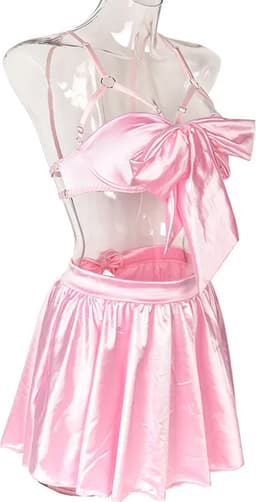 Luxe 5-delige verleidelijke lingerie set - Mini rok - Slip - Strikjes topje - Open borsten - Jarretel bandjes - Erotisch - Sexy - BDSM — thumbnail 4