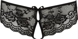 Cotteli Collection – Erotische Dames Slip Laag Uitgesneden met Open Kruis en Kanten Afwerking – Maat M – Zwart — thumbnail 3