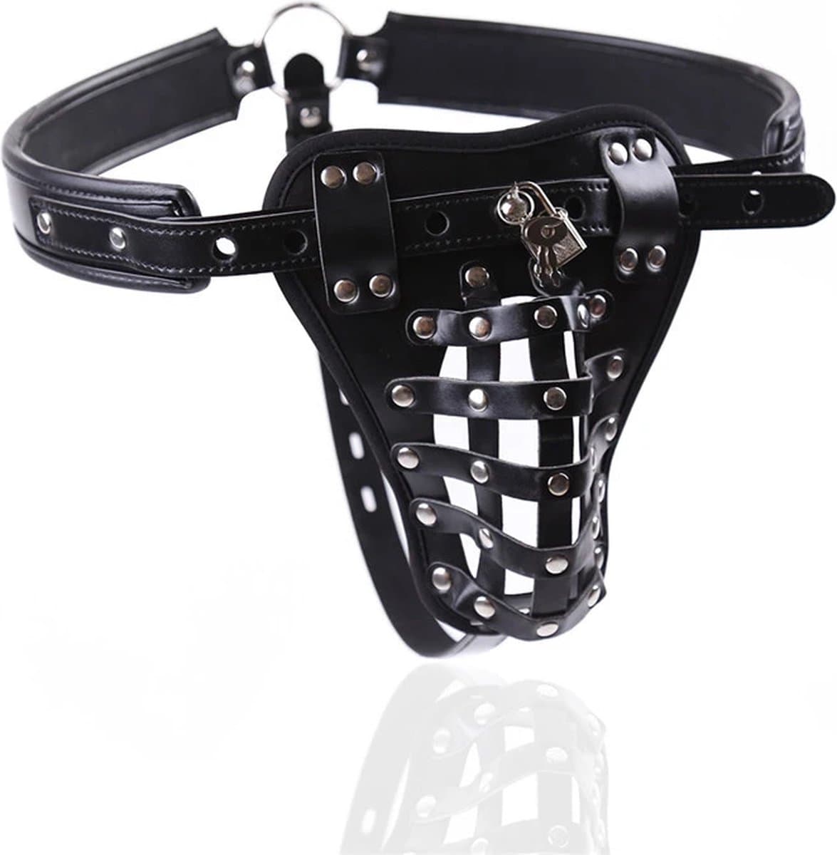 vscnovelty® Fetish - BSDM - Kuisheidsgordel voor heren, met rooster - PU leder — afbeelding 1