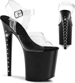 Pleaser - FLAMINGO-808G Sandaal met enkelband, Paaldans schoenen - Paaldans schoenen - 39 Shoes - Roze/Transparant — thumbnail 1
