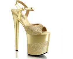 Pleaser - FLAMINGO-809-2G Sandaal met enkelband, Paaldans schoenen - Paaldans schoenen - 35 Shoes - Goudkleurig