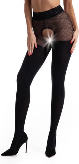 Panty open Kruis - 60/30 Denier - Kleur: Zwart - Maat: XXL - Model: Blackdiamond - Merk: Amour — thumbnail 2