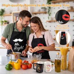 huwelijksgeschenkenset voor bruidspaar, 11-delig Mr en Mrs geschenken voor partnermok*2, lepel*2, schort*2, sokken*2 paar, wenskaart *1, verlovingscadeau jubileum cadeau voor bruiloft — thumbnail 3