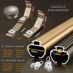ain Rod Set Enkele/Dubbele Aluminium ain Pole met Clete Kits 7 Kleuren Beschikbaar 2.2m Lengte (1.1m x 2) Perfect voor Home Decor — thumbnail 4