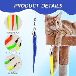 25 stuks vervangend aas voor kattenhengel, interactief kattenspeelgoed voor zelfbezigheid, kleurrijke worm-hangerset voor wandspeelgoed, 5 kleuren zeepaardjeswormen voor kittens jachtinstinct training — thumbnail 2