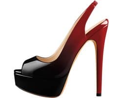 maker Plateausandalen voor dames, peeptoe, slingback, hoge hakken
