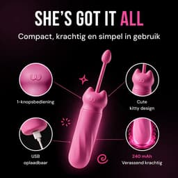 Just Pink Purrrfect Match - Mini Bullet Vibrator met 3 Opzetstukken & Terugtrekkoord - Ook Inwendig - Kleine Clitoris Vibrator voor Vrouwen & Beginners - Sex Toys voor Vrouwen — thumbnail 3