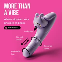 Just Pink Double Trouble - Tarzan Rabbit Vibrator met Losse Luchtdruk Clitoris Stimulator - Stotende Dildo Vibrator met App - G Spot Vibrators voor Vrouwen - Sex Toys voor Koppels — thumbnail 3