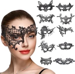 Halloween masker - Zwart - Venetiaans kant oogmasker - Comfortabel en verstelbaar - Voor dames feest en verkleedpartijen — thumbnail 1