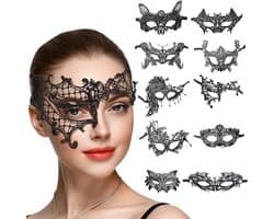 Halloween masker - Zwart - Venetiaans kant oogmasker - Comfortabel en verstelbaar - Voor dames feest en verkleedpartijen