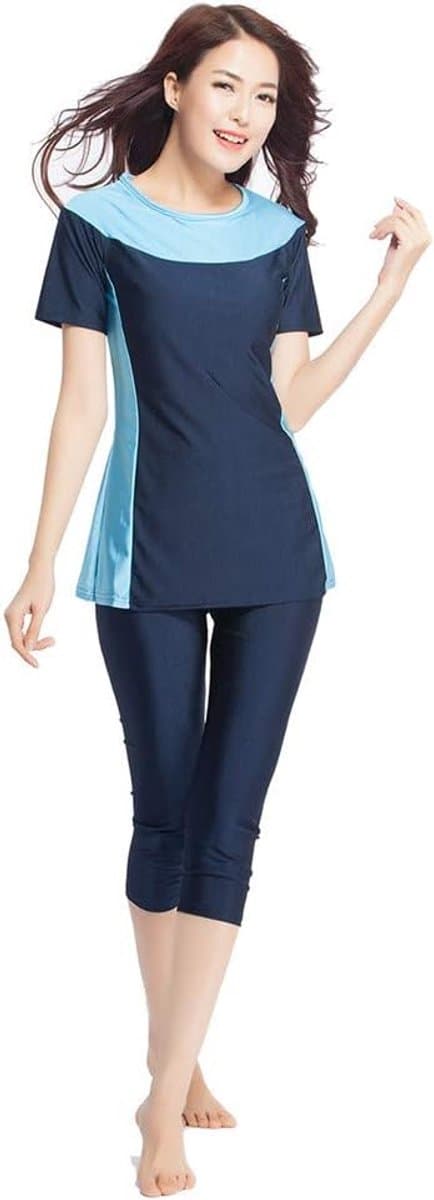 Vrouwen korte mouw bescheiden zwemkleding beachwear bescheidenheid burkini surfen pak islamitische zwemkleding — afbeelding 1