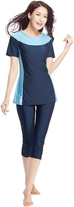 Vrouwen korte mouw bescheiden zwemkleding beachwear bescheidenheid burkini surfen pak islamitische zwemkleding — thumbnail 1