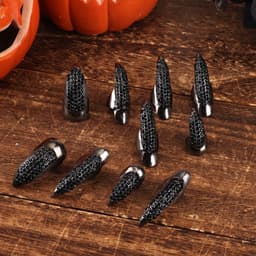 10st Halloween Klauwnagels, Metaal Punk Stijl Vingerklauwen Ringen Lange Nagel Cosplay Dames Halloween Kostuum Accessoires voor Carnaval Vampier Kat Wolf Cosplay — thumbnail 2