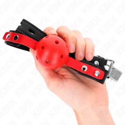 Kink - Red Hollow Hard Ball 4 Cm Gag Black Strap 60 X 2 Cm Adjustable 37-52 Cm — thumbnail 4