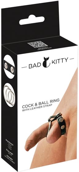 Sextreme – Lederen Balzak Riem met 3 Penis Ringen met Druk Knopen voor Gemakkelijk Gebruik – Zwart — thumbnail 2
