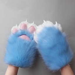 Fursuit Poten Faux Fur Pluche Harige Poten, Therian Poten met klauwen, Padding Therian Handschoenen, Harige Spullen Kat Poot Handschoenen Wolf Poot Vos Harige Handschoenen — thumbnail 2