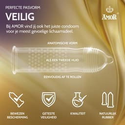 AMOR Premium condooms, Geribbeld-genopt, Met extra dunne, Ø 54 mm, Transparant, 50 stuks — thumbnail 3